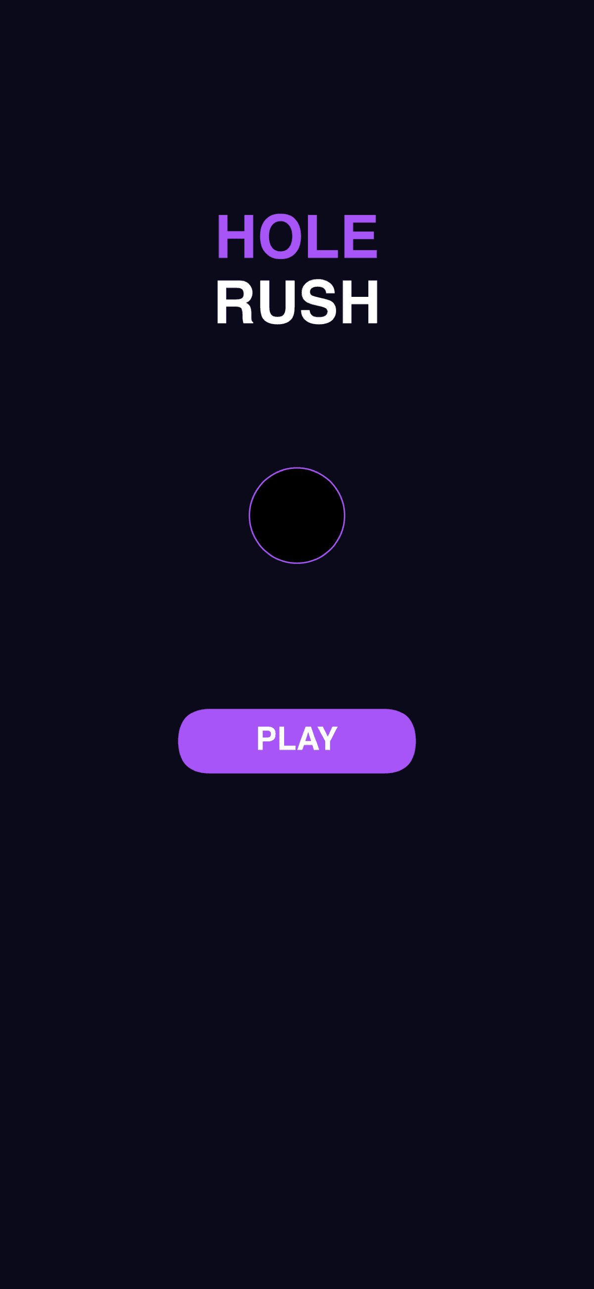 Hole Rush main menu