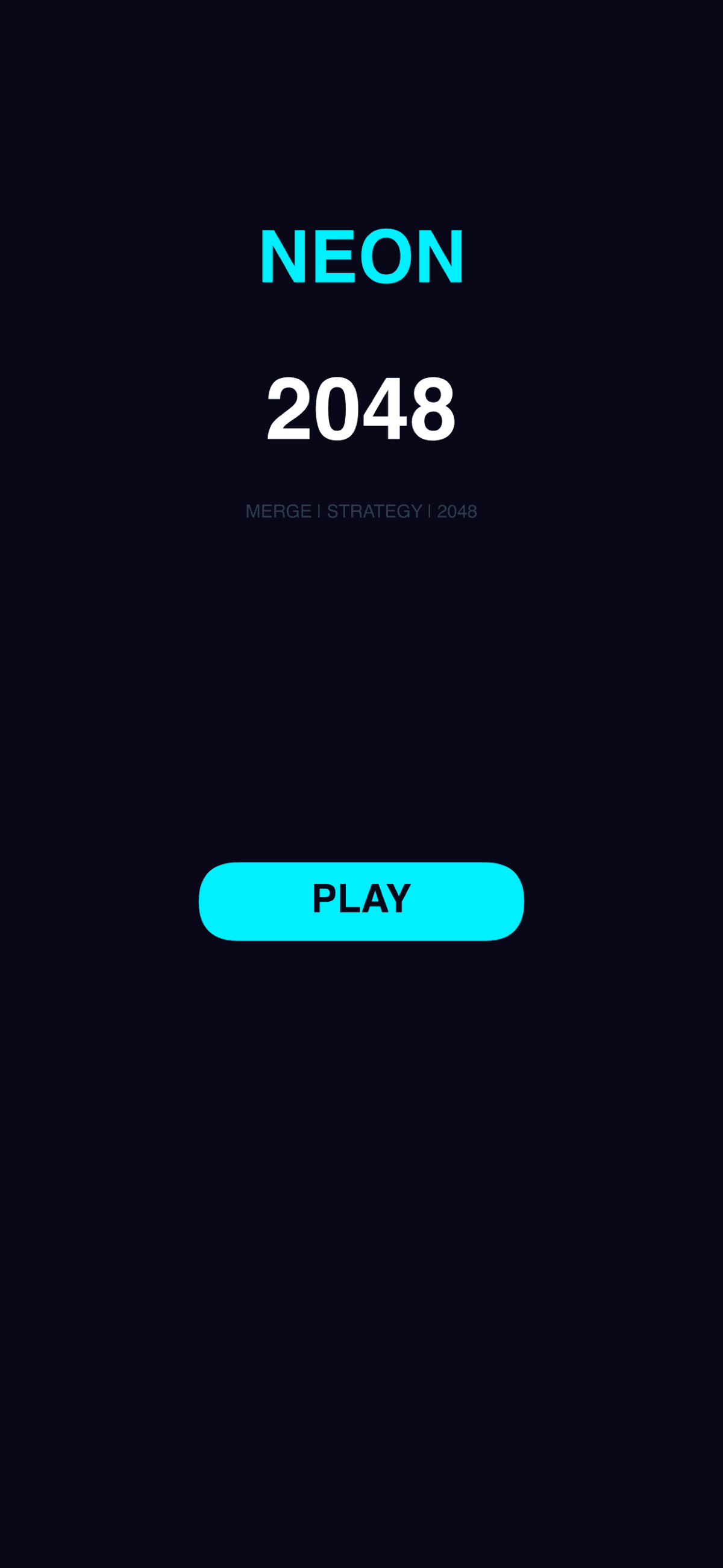 Neon 2048 main menu